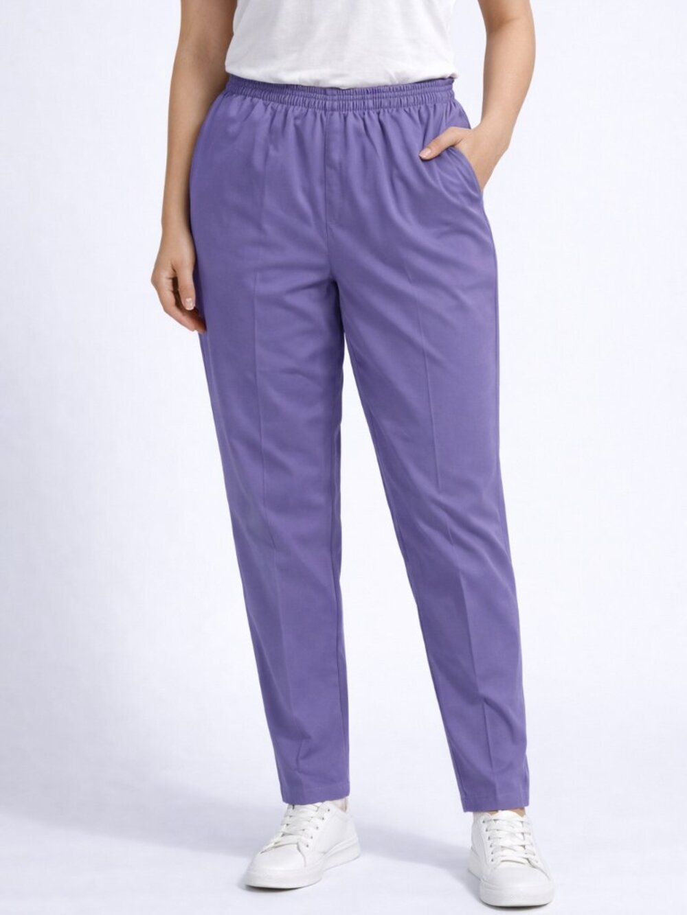 Women’s Pants 14 light Purple Straight Leg Elastic Waist Normcore Custom Hem